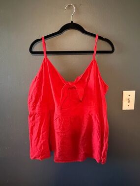 LOFT Red Tie-Front Spaghetti Strap Camisole